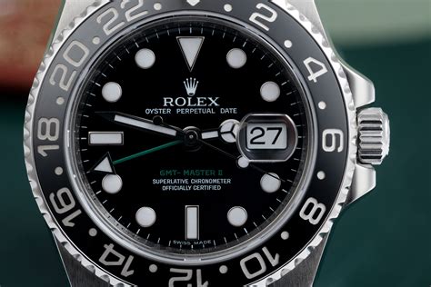 rolex gmt green hand stick dial|Rolex 116710ln.